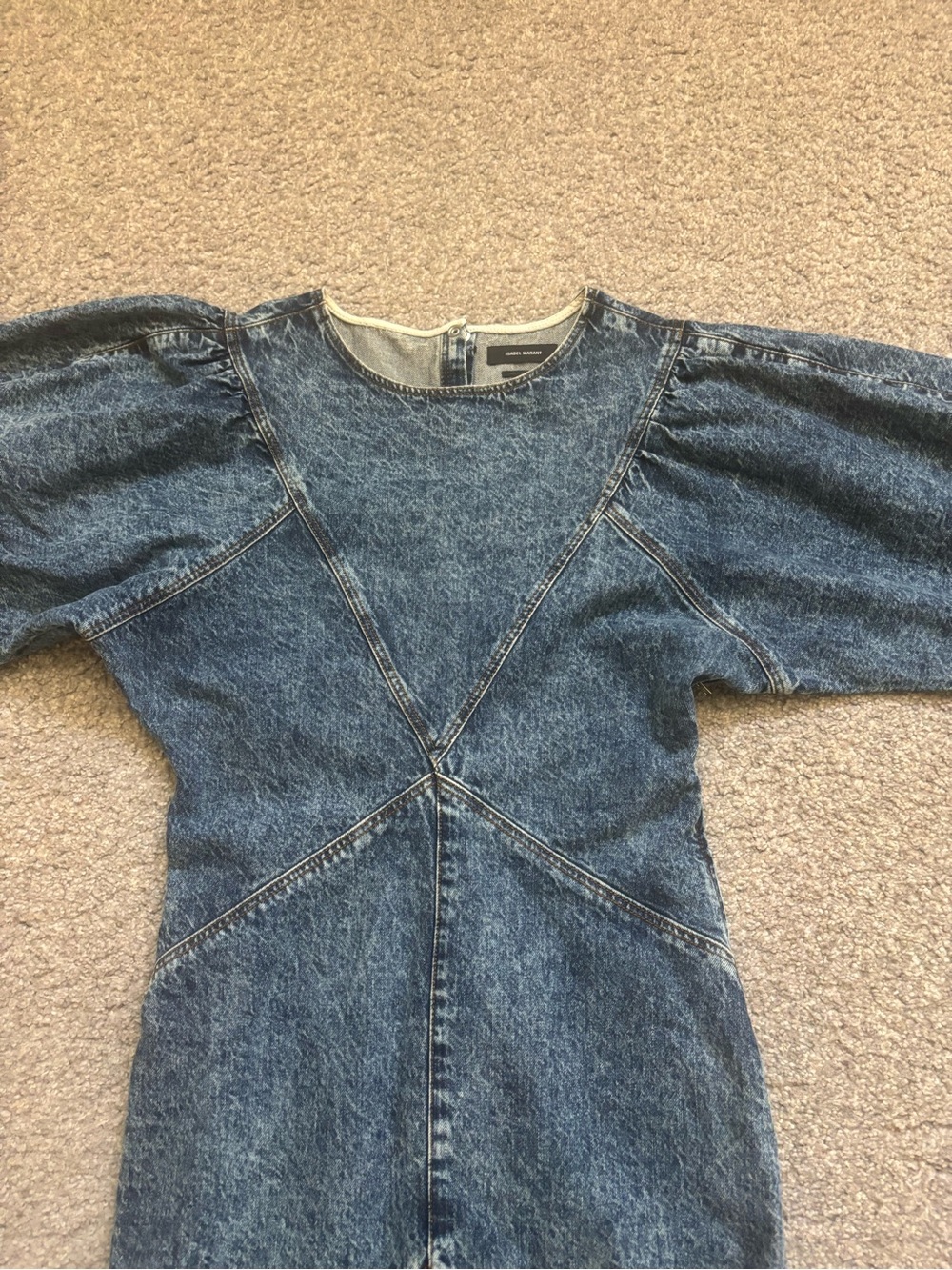 Isabel Marant Midwash Denim Midi Dress with Balloon Sleeves size 38 (6) - Picture 6 of 9